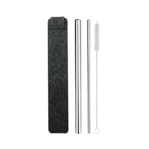 GIH1146 STRAIGHT STAINLESS STEEL STRAW SET (WOOL FELT POUCH)